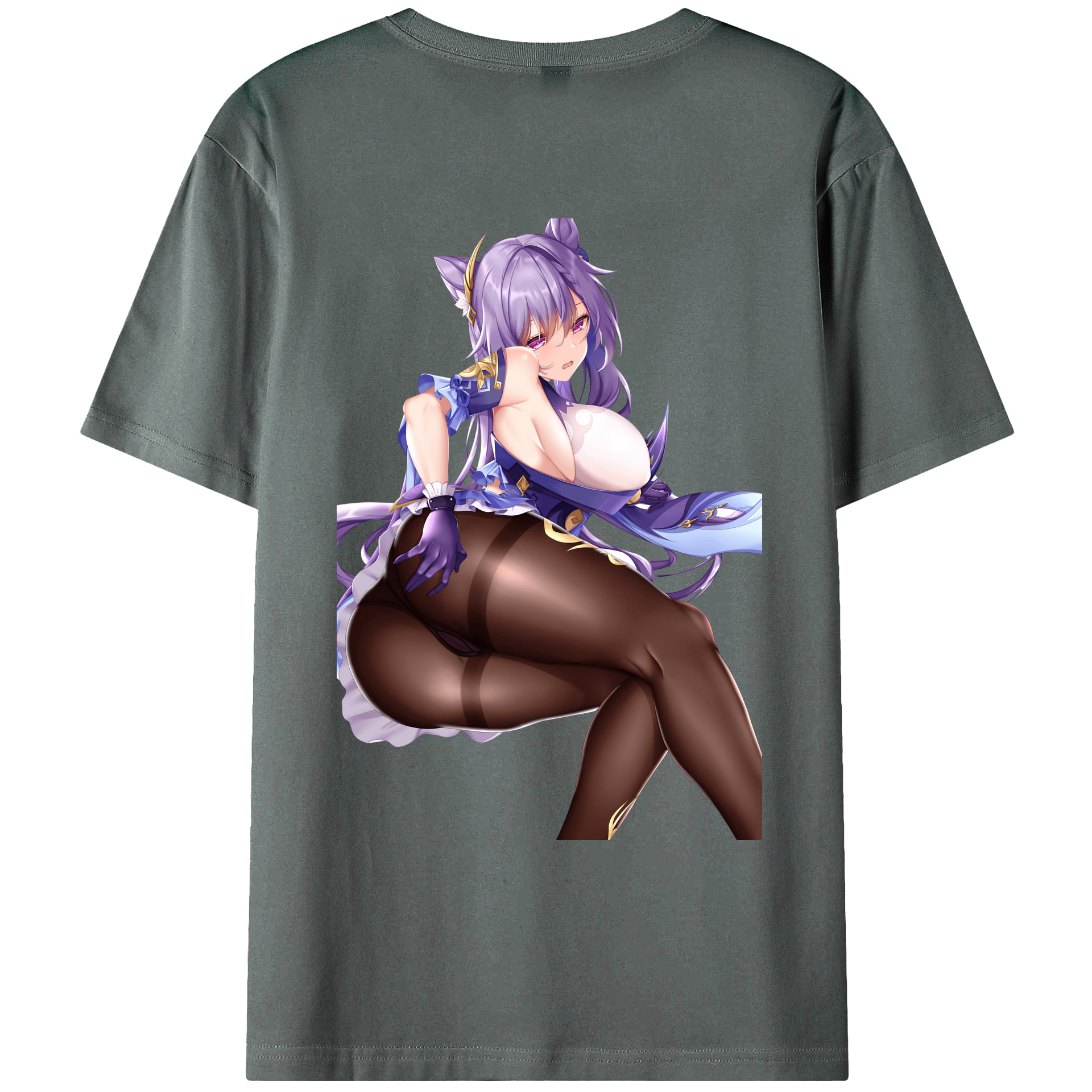 げんし神 刻晴 こくせい genshin Kokusei 綿100％ メンズ半袖Tシャツ（バックプリント） 通気性